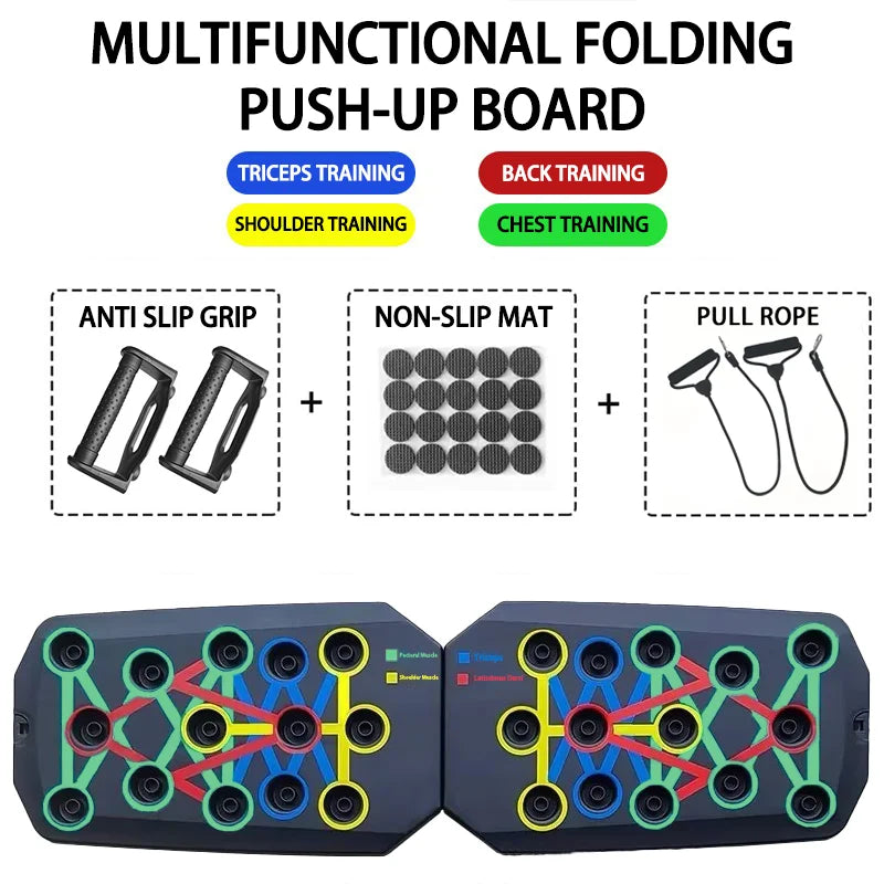 Portable Foldable Push-Up Board with Resistance