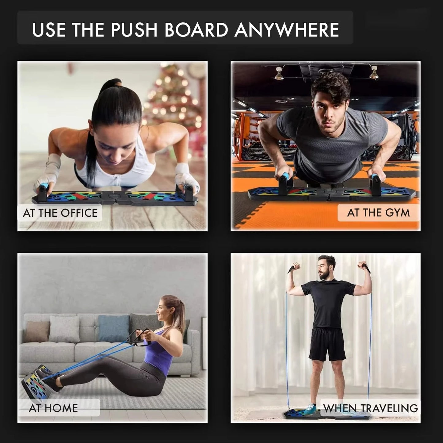 Portable Foldable Push-Up Board with Resistance