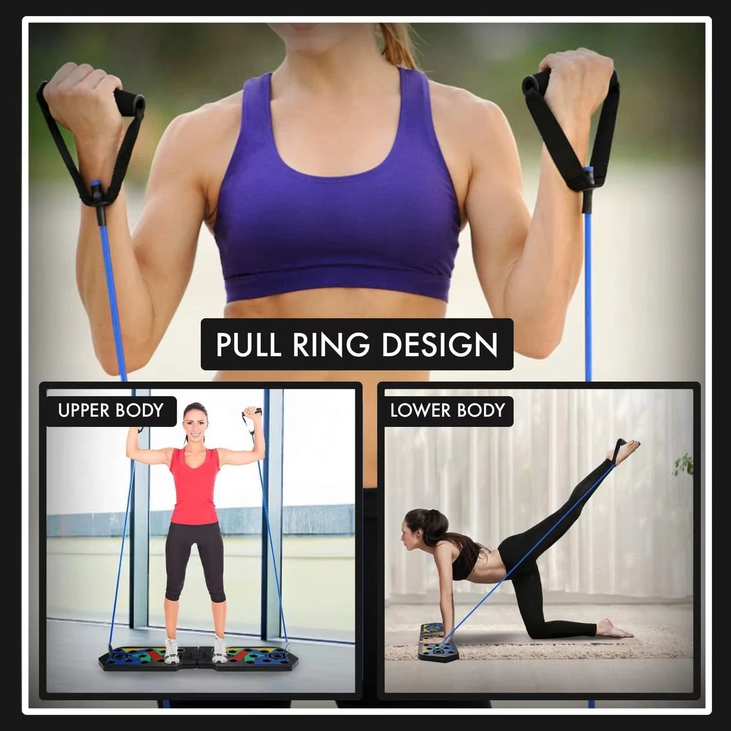 Portable Foldable Push-Up Board with Resistance