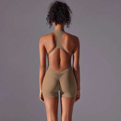 Half Zip Backless Fitness Bodysuit